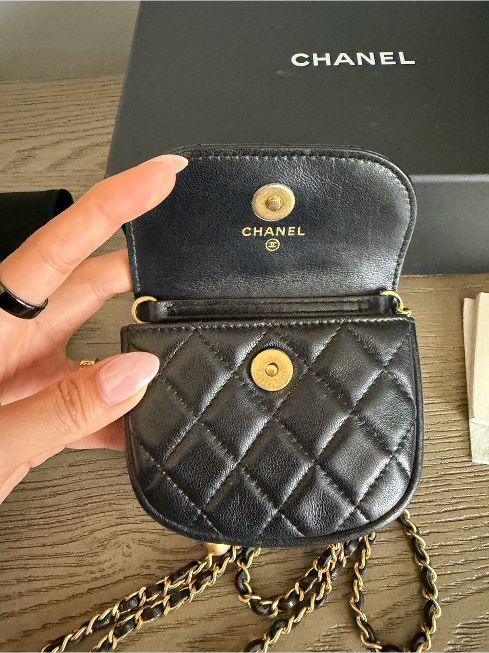 Chanel Black Quilted Lambskin Mini Pearl Crush Belt Bag - Picture 8 of 12